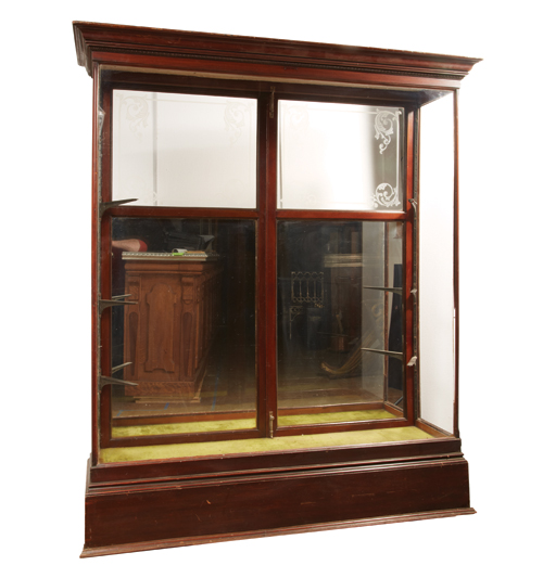 Display Case with Mirror and Windowed Back