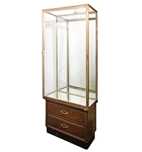 Nouveau Brass and Oak Vitrine